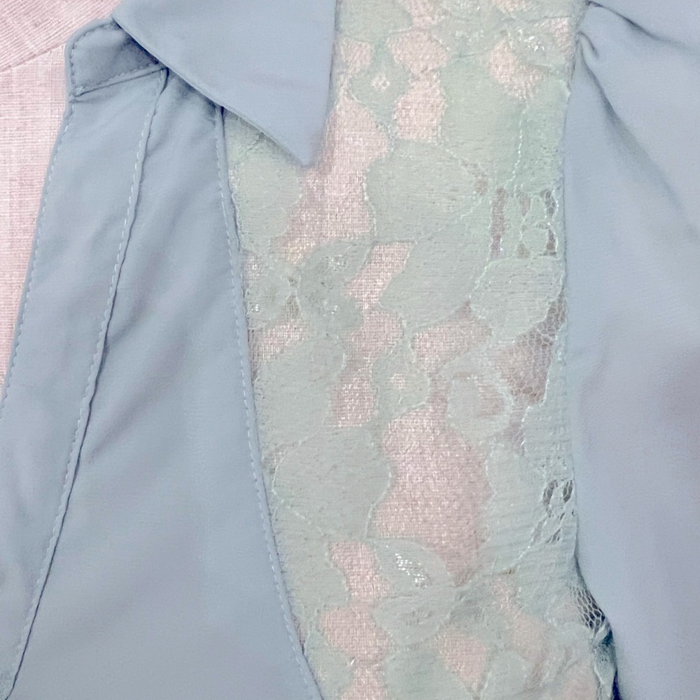 Lace Button Down Top With Draped Back Detailing (… - image 3